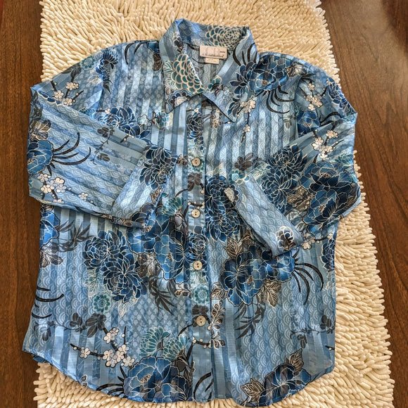 c.b. collections button-up blouse  SZ PL - Picture 9 of 16
